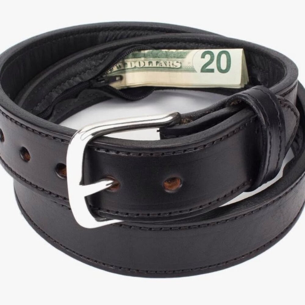 Hidden Money Pocket Travel Leather Belt